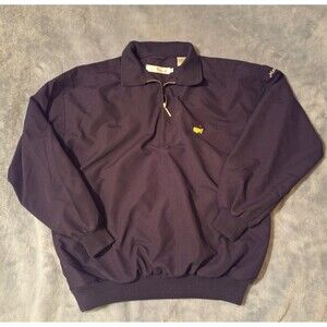 Vintage Masters Golf Pullover S Black w/ Logo Magnolia Lane 1/4 Zip Windbreaker